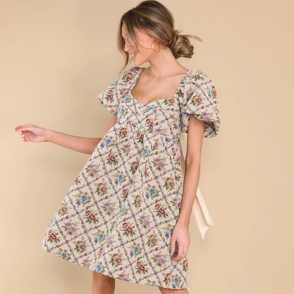 Aura Dresses Aura The Season Of Blooms Ivory Floral Print Dress